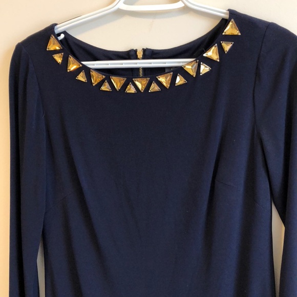 Navy Dress with gold embellishments - Picture 2 of 4